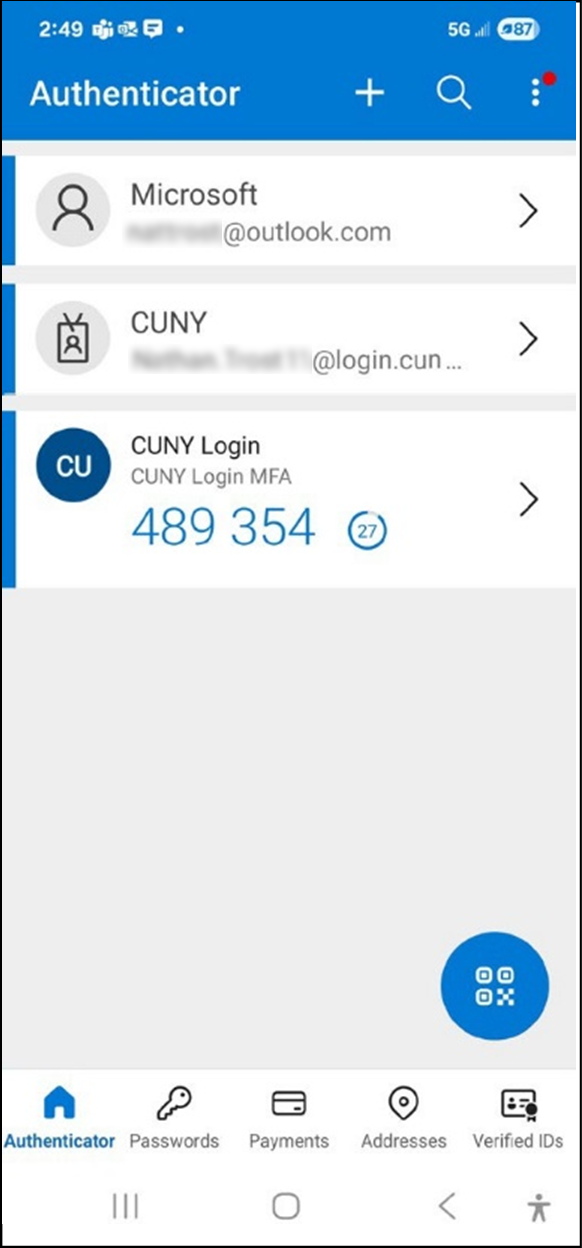 Scan QR Code page to capture the QR code