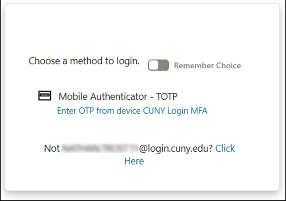 Choose MFA Login Method