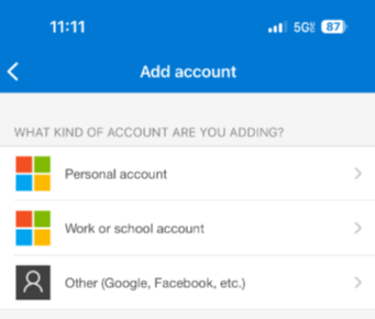 Click Work or school account