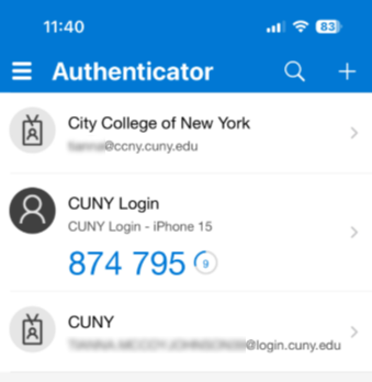 Account listed as CUNY and CUNY login username at the bottom